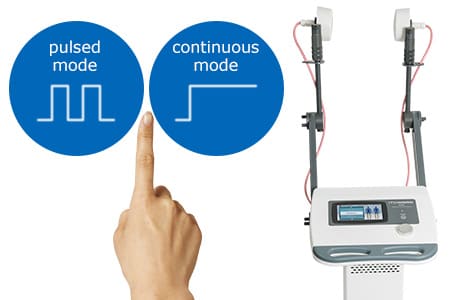 CONTINUOUS AND PULSED MODES SELECTABLE