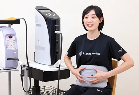 Ayaka Sugiura, player of Ligare Sendai, had been using shortwave therapy device