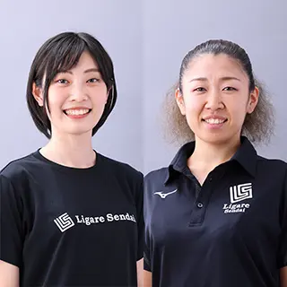 Ayaka Sugiura, player and Manami Komatsu, trainer of Ligare Sendai